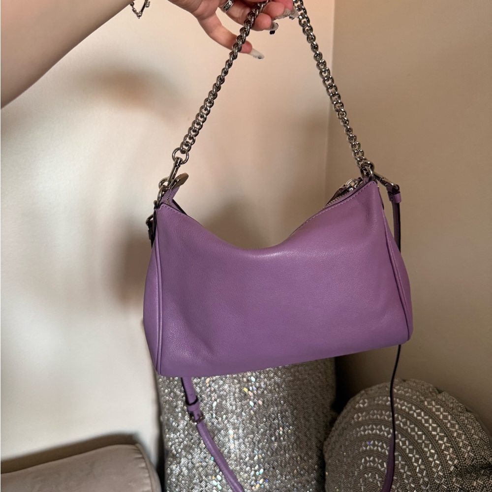 Coach Purple Lilac Leather Shoulder Bag with Chain Strap - Picture 3 of 16